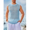 Runcati Mens Sleeveless Crewneck Tank Top Casual Mesh Hollow Out