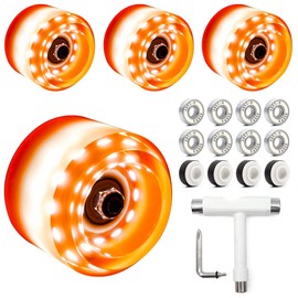 Nezylaf 65mm/60mm 82A Skateboard Wheels with Bearings Installed 6 Lights Light up Spitfire Longboard Street Trucks
