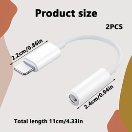 Deilonie 3.5mm to Lightning Adapter, 2 Pack Lightning to 3.5mm Headphone Jack Adapter, 3.5mm Audio Aux Adapter, Earphone Adaptor Support Music Control, Audio Dongle Converter for Earphones, Speakers