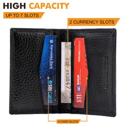 Glamicci Bifold Small Wallet for Men & Women | RFID Blocking Leather Slim Wallet for Men & Card Wallet | Genuine Leather Wallet RCH2KF-BK (KF Black)