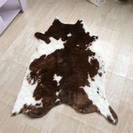 Huichenxing2021FURSTORE Faux Fur Deer Print Area Rug, Animal Deer Hide Skin Cowhide Area Rug Animals Mat Non-Slip Deer Rug for Home Living Room Bedroom 33.5in x43.3in/2.8ftx3.6ft