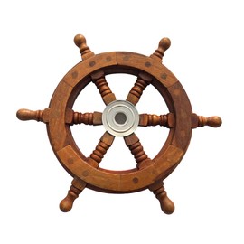 REDSKY TRADER Nautical Wooden Ship Wheel | Sailor's Ships Wheel Hand Crafted Wood & Brass | Exclusive Pirate's Wall Decor | Nautical Boat Steering Wheel Collectibles & Gift (12 inches)