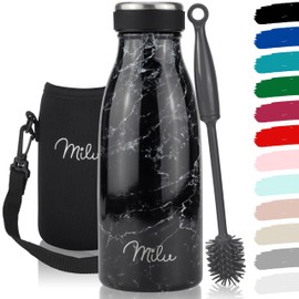 Milu Stainless Steel Drinking Bottle 350 ml, 500 ml, 750 ml, 1 L, 1.5 L - Thermos Flask for Children Adults Leak-Proof Insulated Flask Suitable for Carbonated Drinks - Includes Cleaning Brush