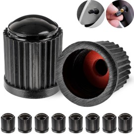 Ventilkappen aus Hartplastik, 10 Stück, in Schwarz, für Autoreifen mit Schrader Ventil, O-Dichtung, Auto Ventil Kappen, Reifenventil Abdeckung KFZ, Luftventilkappe PKW, Car Valve Caps, Ventil Schutz