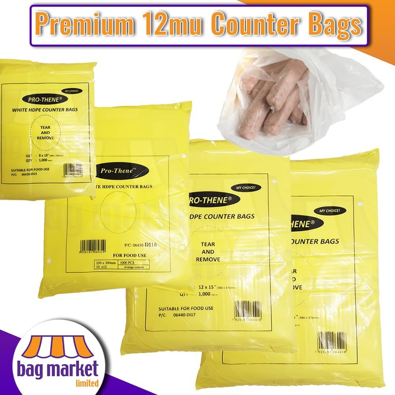 Pro-Thene | 1000 x Strong White HDPE Butcher Counter Bags