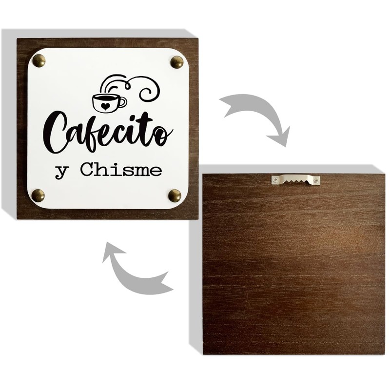 Cafecito Y Chisme Sign, Spanish Coffee Sign, Wooden Box Signs