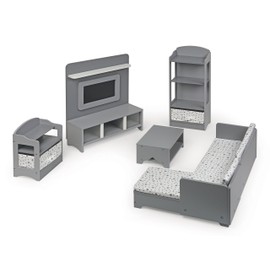 Badger Basket Toy Media Room Furniture Set for 18 inch Dolls - Gray/White