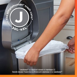 Hefty Made to Fit Trash Bags, Fits simplehuman Size J (12 Gallons), 100 Count (5 Pouches of 20 Bags Each)