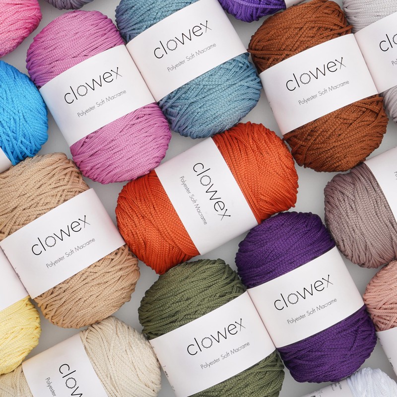 Clowex Polyester Soft Macrame Cord 2.5-3mm, 191 Yards x 1/9