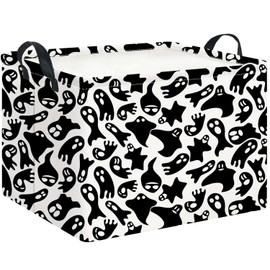 HKEC Rectangle Storage Basket with Handles,Collapsible Storage Bin,Books Box,Gift Basket(Ghost Basket)