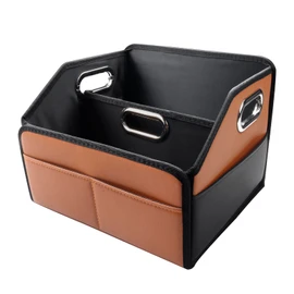 Noaman Car Organizer - 2025 Upgraded Leather Car Storage Organizer for Front Back Seat or Floor with 3 Metal Handles 6 Apartments, Multipurpose Car Organizers and Storage Brown.
