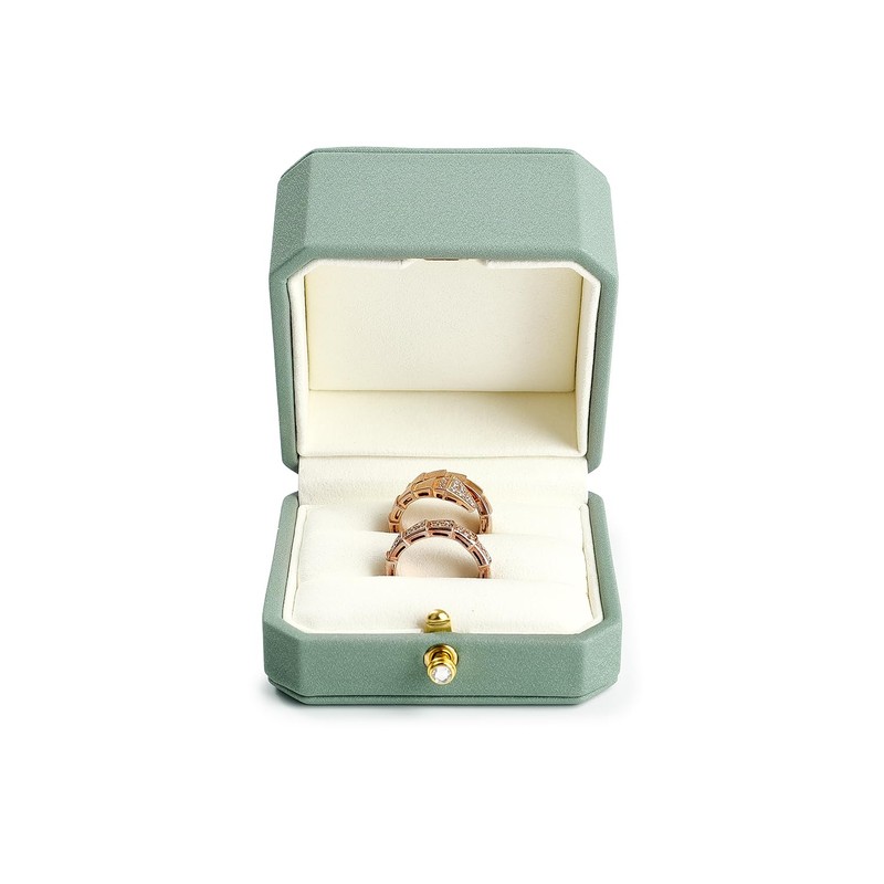 Oirlv PU Leather Double Ring Box Elegant Ring Storage Box