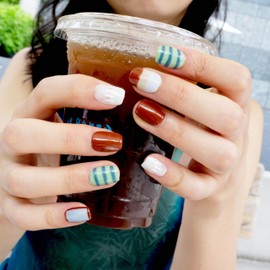 [GLORS] Purely Handmade Short Press On Nails | Kawaii Short Fake False Nail Set | Salon Quality Colorful & Cute Summer Designs in Short Square (XS, SS)