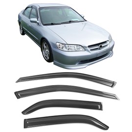 Window Visor Compatible with 1998-2002 Honda Accord, Slim Style Acrylic Smoke Tinted Sun Rain Shade Guard Wind Vent Air Deflector by IKON MOTORSPORTS, 1999 2000 2001