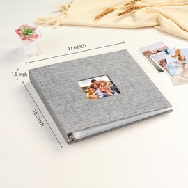 Mublalbum 10x10 Inch DIY Scrapbook Photo Album with 40 Plastic Sleeves 80 Pages Linen Cover 3 Ring Folder Binder for Wedding Baby Family and DIY Projects (Grey)