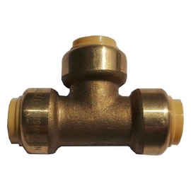 1 PIECE XFITTING 1" X 1" X 1" PUSH FIT TEE, CERTIFIED TO NSF ANSI61 BRASS, PLUMBING FITTING FOR COPPER, PEX, CPVC