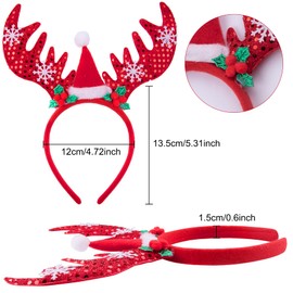 SIQUK 6 Pcs Christmas Headbands and 6 Pcs Christmas Glasses Frames Funny Reindeer Costume Headband Santa Claus Christmas Tree Glasses Party Favours and Decorations for Christmas