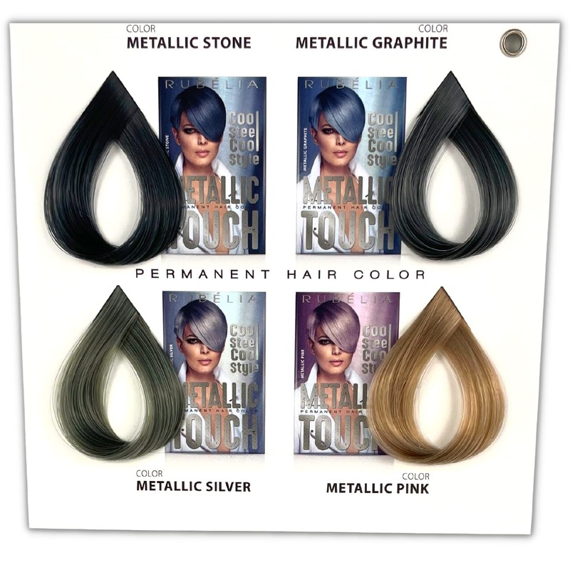 Rubélia Metallic Touch Permanent Hair Colour, Metallic Graphite, Pack of