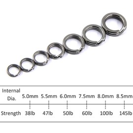 JSHANMEI 100pcs Fishing Split Rings Stainless Steel High Strength Hyper Flat Wire Heavy Duty Fishing Tackle Jigging Lure Connector 5.0mm