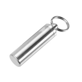 Asixx Mini Capsule/Pill Box, Waterproof Stainless Steel Pill Box for Storing Small Parts with Key Ring