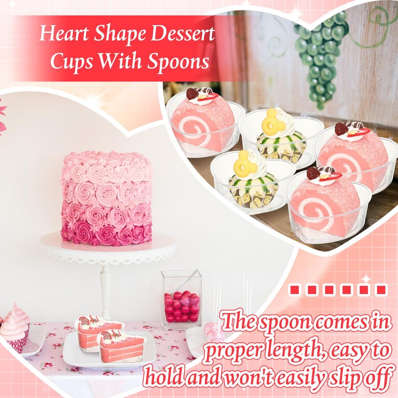 ZCYSRLQIN Valentine's Day Mini Dessert Cups with Lids and Spoons