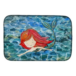Caroline's Treasures BB8518DDM Mermaid Swimming Dish Drying Mat Absorbent Dish Drying Mat Pad for Kitchen Counter Dish Drainer Mat for Countertop, 14 x 21", Multicolor