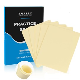 EMALLA 3mm Tattoo Fake Skin 5pcs Tattoo Practice Skin A4 30cm x 20cm Double Sided Use Tattoo Kit Supplies for Beginners and Artists