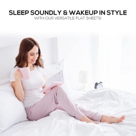 King XL Flat Sheet only Pack of 6 Bulk (108 x 115 Inches) White Polycotton T-200 Percale Weave - Top Bed Sheet for Home Bedding, Hospital, Massage Table Hotel, Soft Feel (6, King XL Flat Sheet)