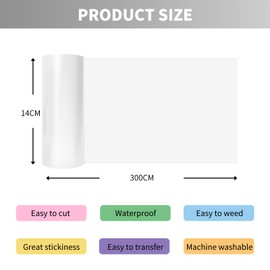 Smart Iron On for Cricut Joy, 14 cm x 300 cm, White Flex Film Plotter Film Textile, Heat Transfer Vinyl, Flex Film Rolls for Clothes, Ironing Film, T-Shirts & More Fabrics, DIY Patterns