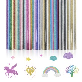 NATNAV Pack of 8 Textile Plotter Film, Glitter Vinyl Film Plotter, Flex Film Plotter, Textile 30 x 25 cm, Waterproof Rainbow Textiles Transfer Film Plotter for T-Shirt, Hats, Fabric