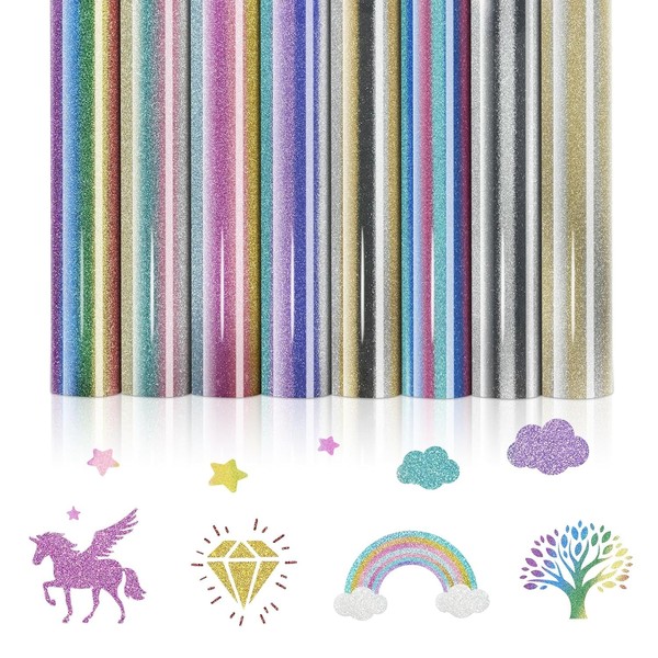 NATNAV Pack of 8 Textile Plotter Film, Glitter Vinyl Film