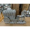 XXL Crushed Diamond Horse & Wagon Ornament – 35cm Silver