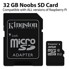 High Speed Class 10 32GB Micro SD card Pre-loaded with the latest NOOBS for the Raspberry Pi 4, 3B+, 3 & 2 (32 GB Micro SD Card)