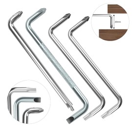 WRENYZK 4 Pieces Offset Screwdriver Set, PH0/PH1/PH2/T20/T25 Z Type Double Head Screwdriver Set, 90 Degree Phillips and Slotted Head Offset Magnetic Screwdriver with Organizer