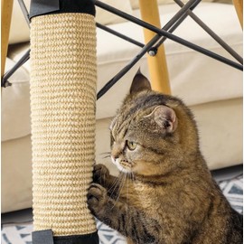 1 Pcs Table Leg Cat Scratcher Sisal Scratching Mat Protector for Furniture Legs Scratch Pad Protection with Wrap Around Straps 63cm*25cm+1 Sisal Ball