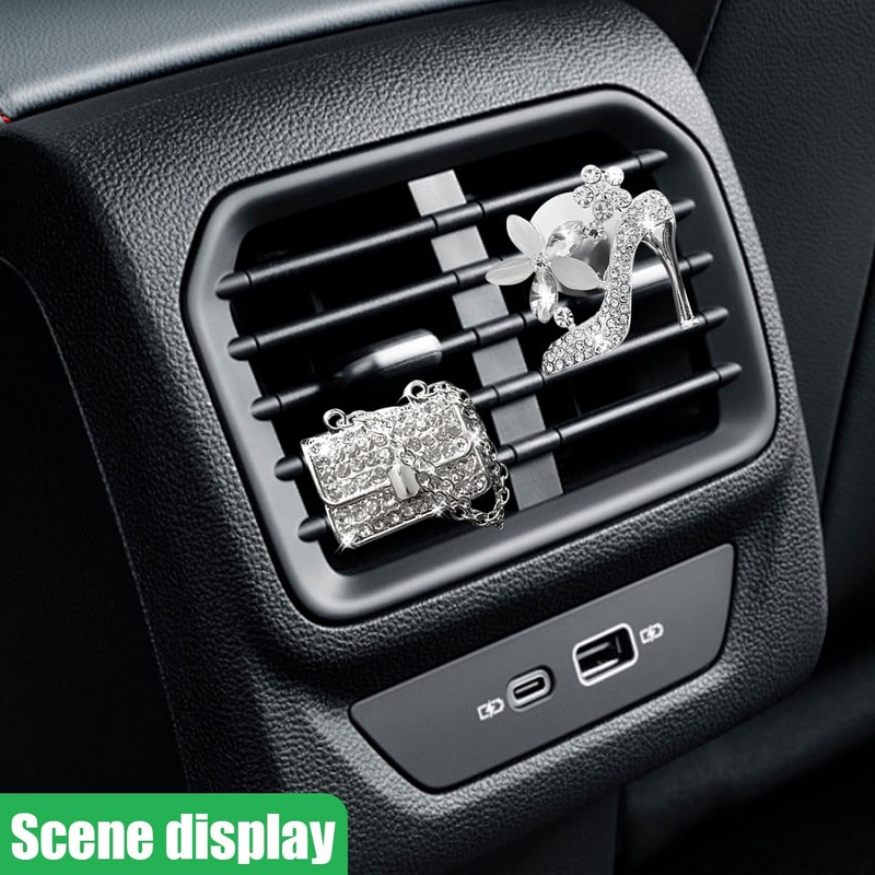 ZIMISI 2PCS Bling Elephant Car Vent Clips, Crystal Diamond Car