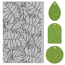 CHGCRAFT Monstera Leaf Clay Texture Mat Palm Leaf Clay Modeling Pattern Pad Texture Sheets for Polymer Clay Making Earrings Jewelry, 4x2.6inch