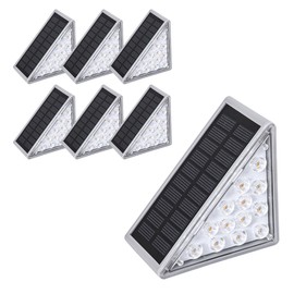FUNKS Solar Light Stair Step Light Solar Step Light Waterproof Outdoor Stair Light (Set of 6, White)