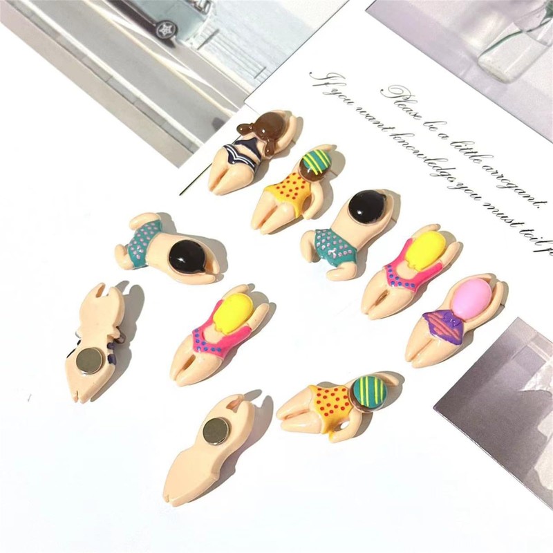 6 Pieces Creative Fridge Magnet with Floating Character, Cute Beach