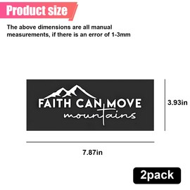 ZIMISI Faith Can Move Mountains Car Sticker Decal, 7.8" × 3.9" Vinyl Inspirational Car Stickers, Waterproof Reflective Truck Bumper Decoration Decals for Window Laptop Waterbottle Wall (2PCS)