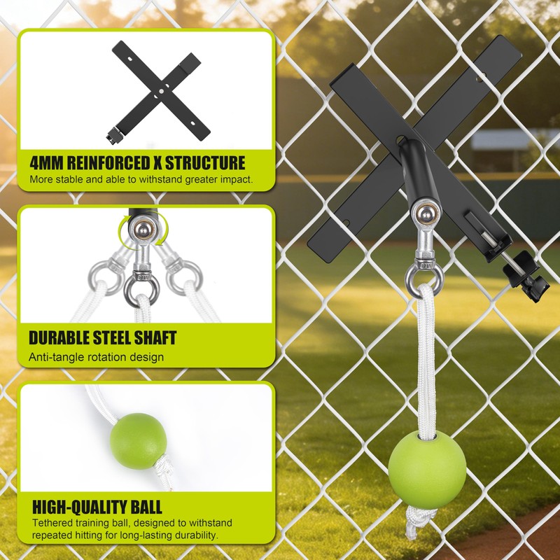 Hikeen Portable Baseball Swing Trainer with Auto Reset Tethered Ball