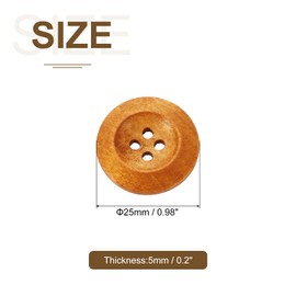 sourcing map 100Pcs Wooden Buttons, 25mm(1") 4 Hole Round Wood Sewing Button Craft for Sewing DIY Craft Clothing, Light Brown