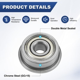 M METERXITY 4-Pack F623ZZ Flanged Ball Bearing, 3 x 10 x 4mm Double Metal Shielded Chrome Steel (GCr15) Flange Rip Bearings for Wheelbarrow/Printer/Fax Machines/Power Tools