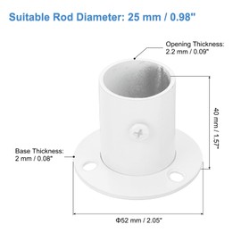 uxcell Closet Rod Bracket, 4Pcs Stainless Steel Flange Closet Holder, Closet Rod End Supports Rod Bracket for 25mm Diameter Rod, White