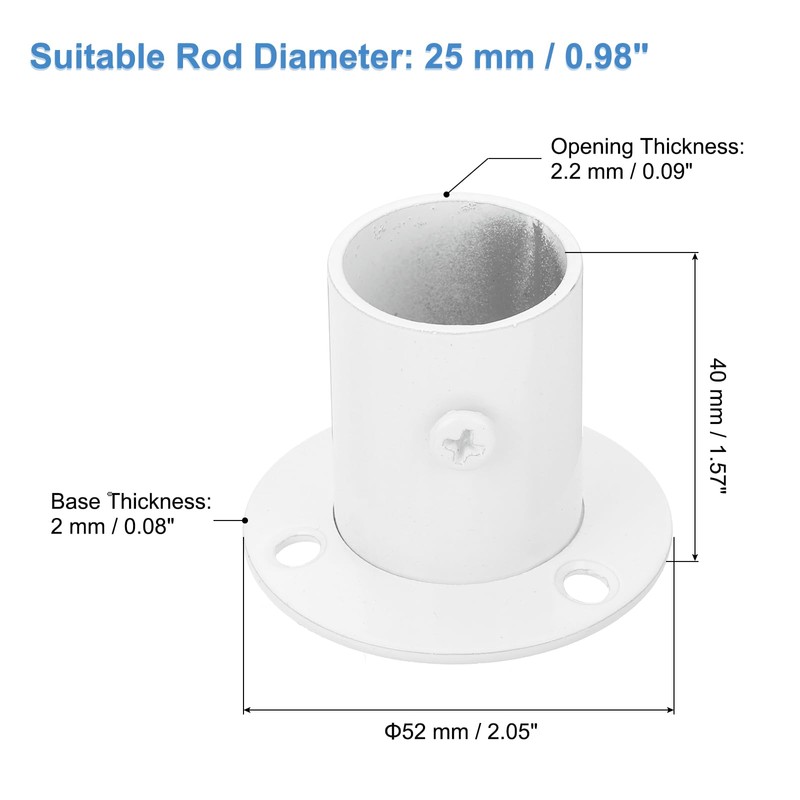 uxcell Closet Rod Bracket, 4Pcs Stainless Steel Flange Closet Holder,