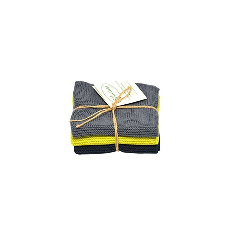 Solwang Cleaning Cloth Dark Grey/Lemon/Black Knitted Wipes Cotton Wipes Stainless