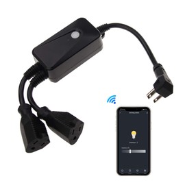 Ironsmith Lighting Products Waterproof Smart Dimmer - 400W Max, 120V Input Lamp Fixture, Incandescent, Halogen and LED Light Bulbs and Smart Home App, Google, Alexa Support - 2 Plug in Receptacles