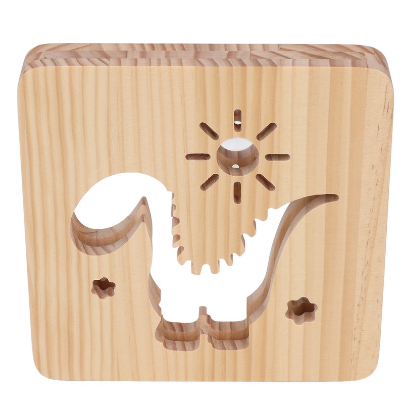 Wood Carving Lamp Dinosaur Hollow Pattern Warm White Light USB