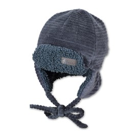 Sterntaler Baby Boys' Aviator Hat Striped Blue, mid-blue