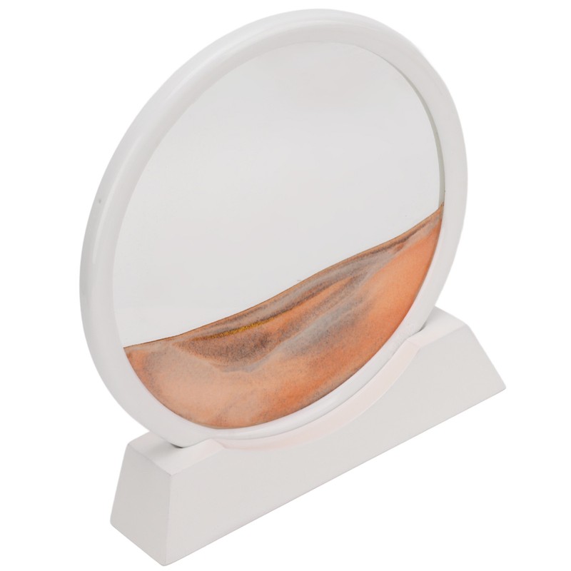 Moving Sand Art Round White Frame 3D High Transparent Glass